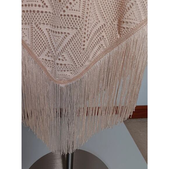 Charleston Long Fringe Gatsby Dress Step in Style Lace Beige Lines Small - Picture 8 of 14